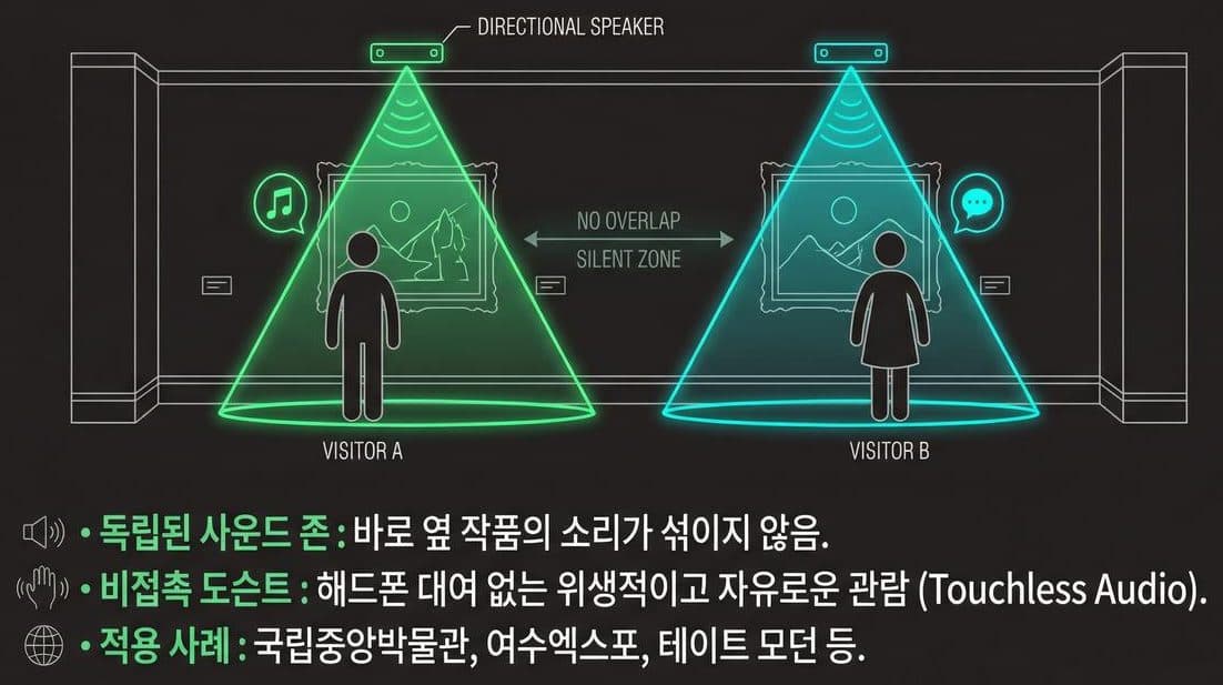 지향성 스피커의 과학 #03 — 지향성 스피커 활용 사례: 전시·안전·리테일·오피스