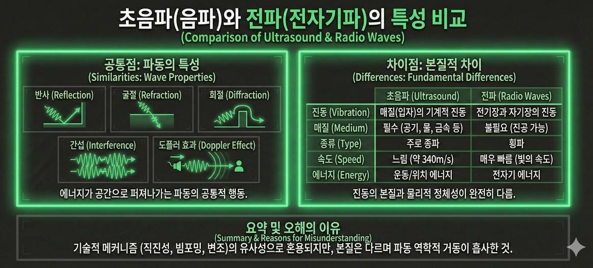초음파(음파)와 전파(전자기파)의 특성 비교 — 파동으로서의 공통점과 본질적 차이